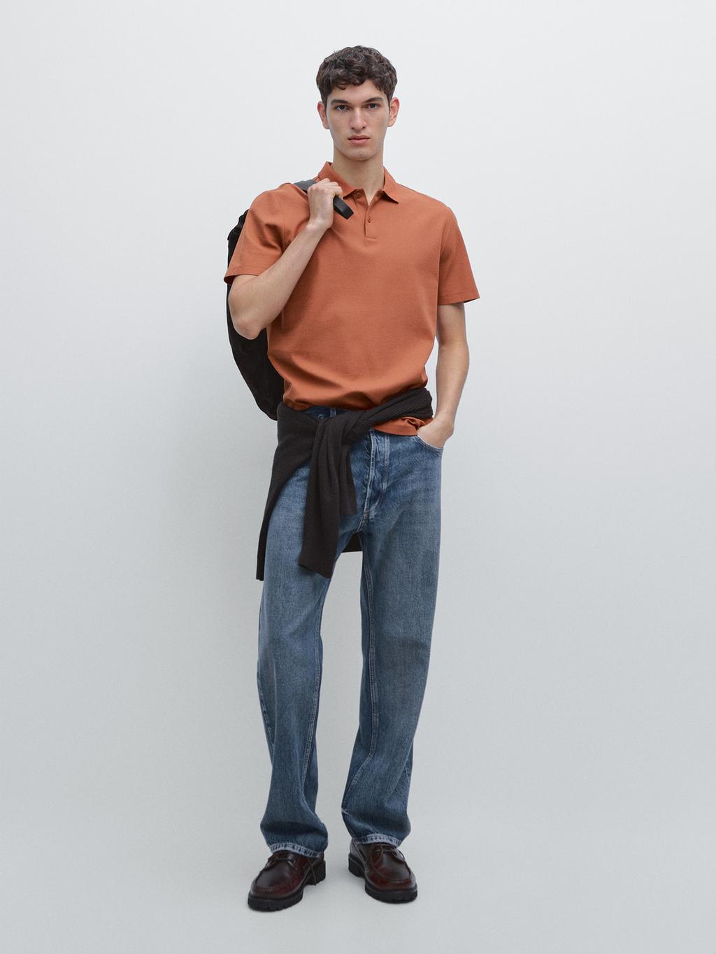 100% cotton textured knit polo shirt