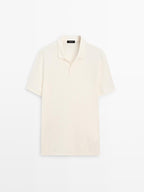 100% cotton textured knit polo shirt