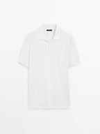 Micro textured pique cotton polo shirt