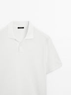 Micro textured pique cotton polo shirt