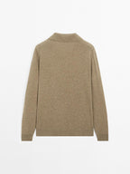 100% cashmere ribbed knit polo shirt