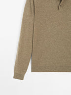 100% cashmere ribbed knit polo shirt