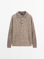 100% cashmere knit polo sweater