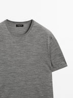 Short sleeve knit wool blend T-shirt