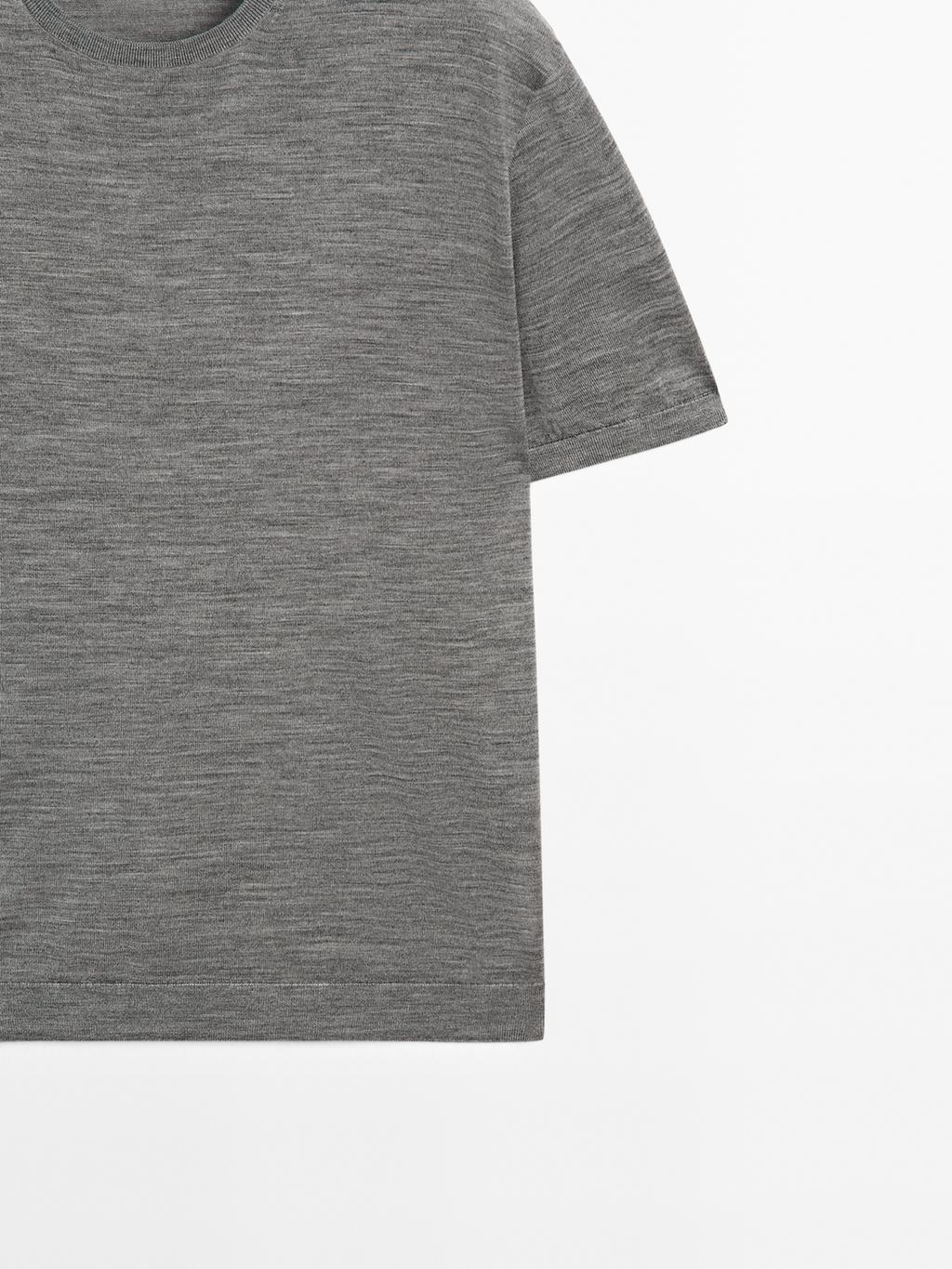 Short sleeve knit wool blend T-shirt