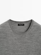 Short sleeve knit wool blend T-shirt
