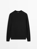 100% wool raglan sleeve knit sweater