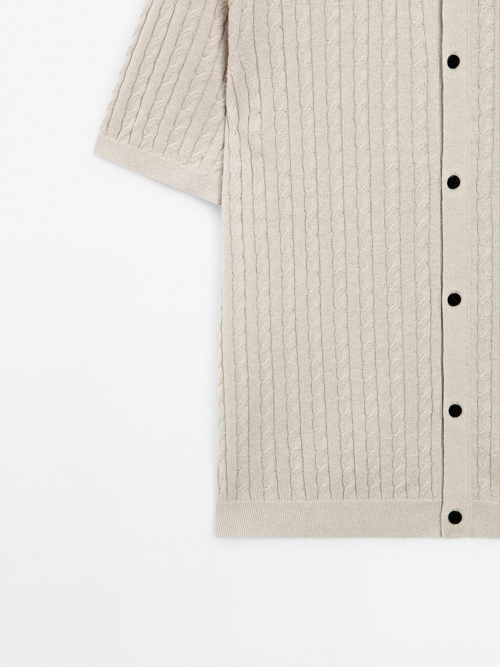 Cable-knit overshirt