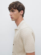 Cable-knit overshirt