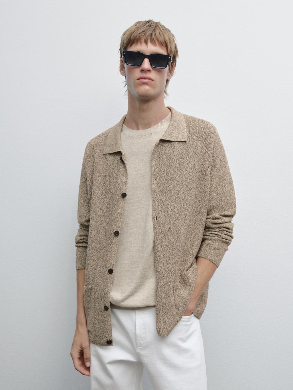 100% cotton mouline knit cardigan