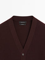 100% cotton textured knit cardigan