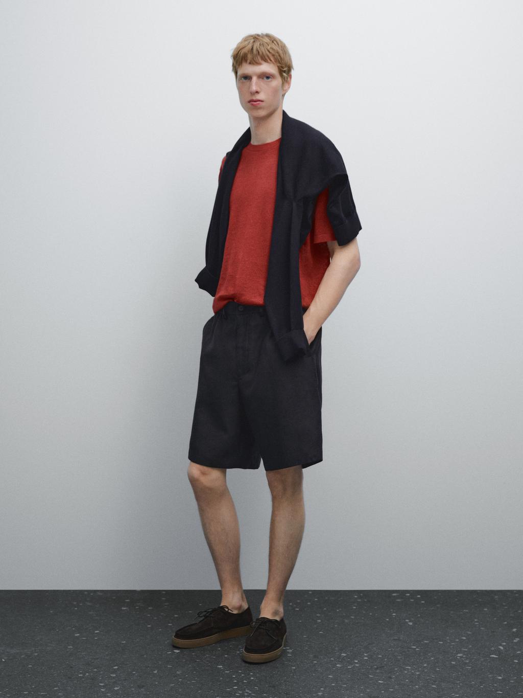 100% linen short sleeve knit T-shirt