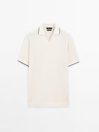 Knit polo shirt with contrast detail