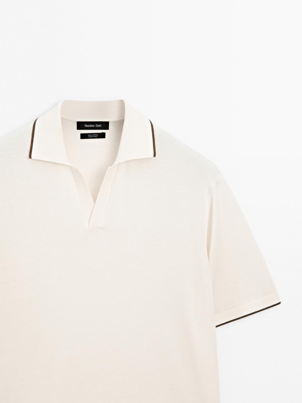 Knit polo shirt with contrast detail