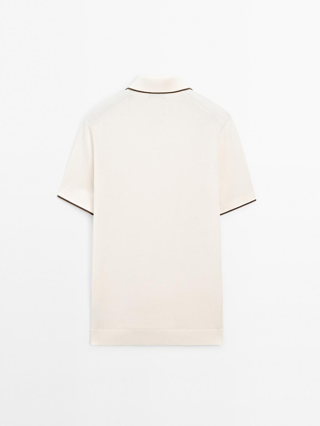 Knit polo shirt with contrast detail