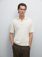 Knit polo shirt with contrast detail