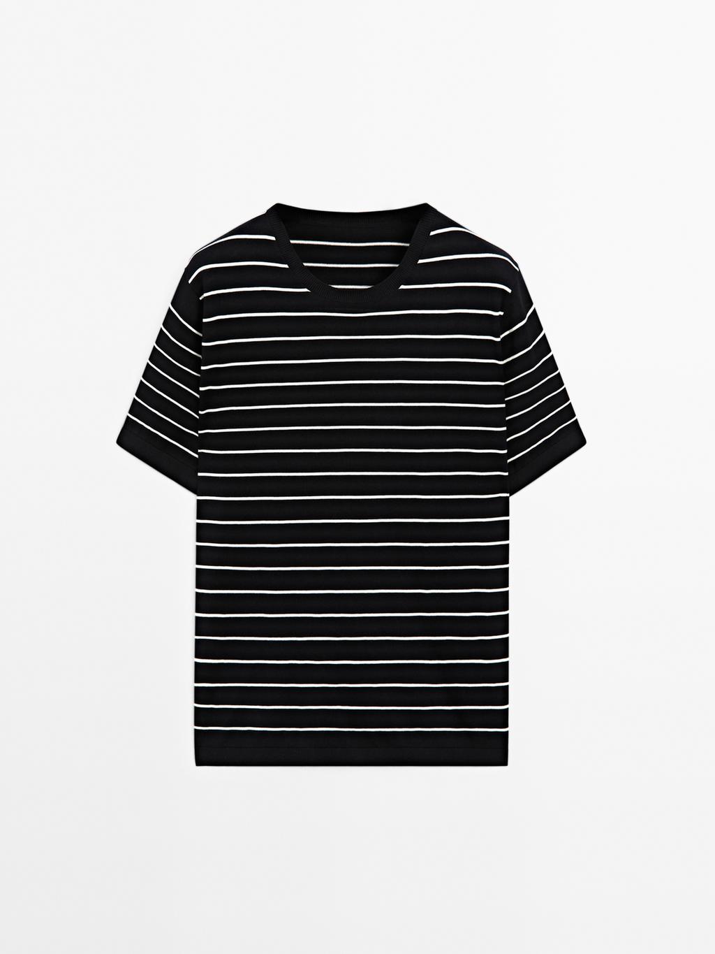 100% cotton striped knit T-shirt