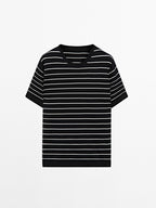 100% cotton striped knit T-shirt