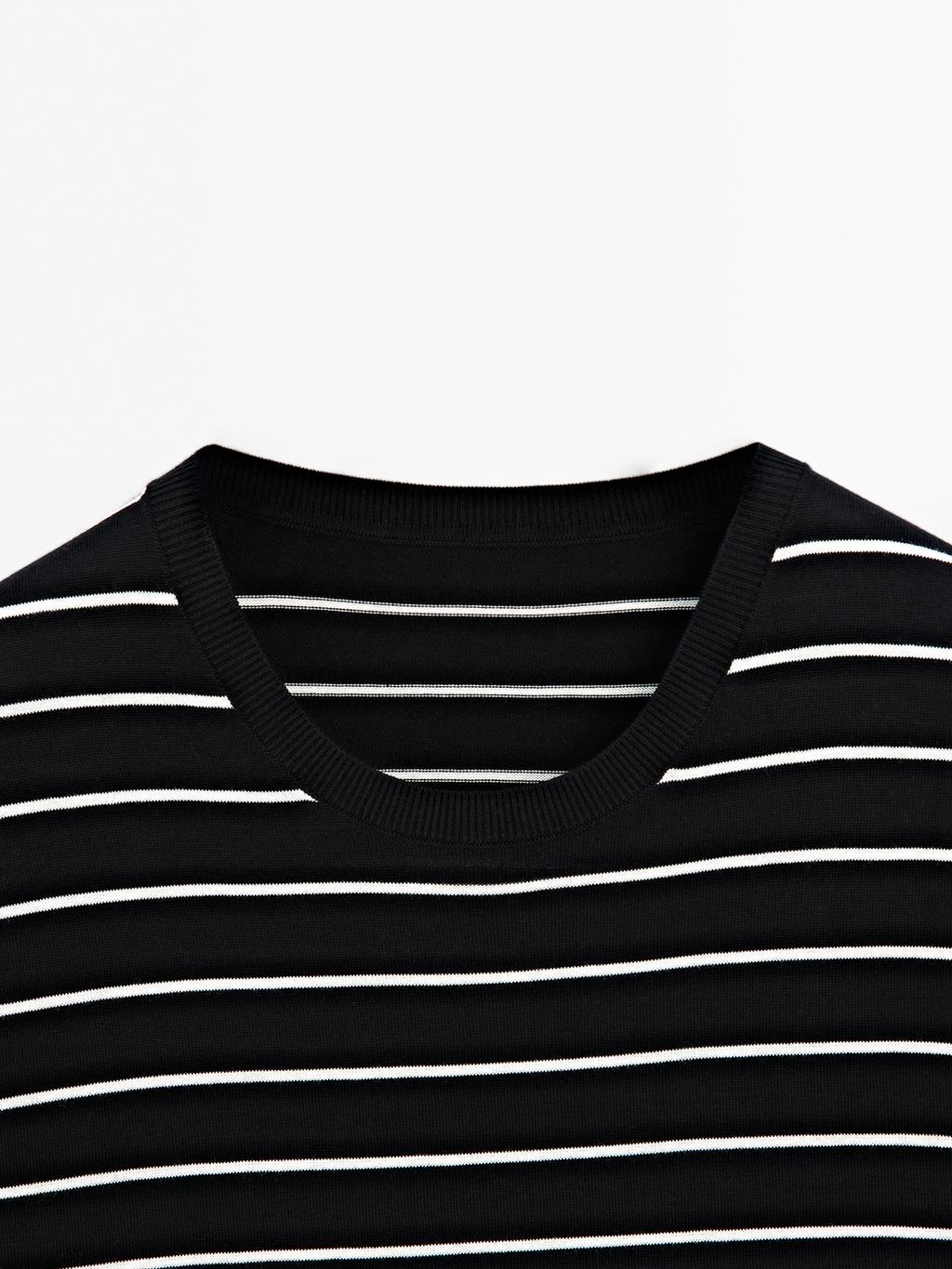 100% cotton striped knit T-shirt