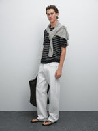 100% cotton striped knit T-shirt