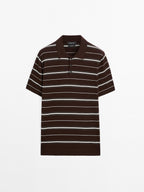 100% cotton striped knit polo shirt