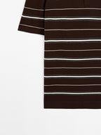 100% cotton striped knit polo shirt