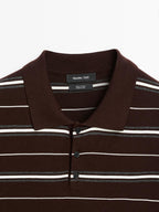 100% cotton striped knit polo shirt