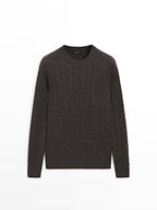 Cable-knit sweater with crew neck