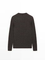 Cable-knit sweater with crew neck