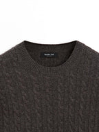 Cable-knit sweater with crew neck