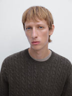 Cable-knit sweater with crew neck