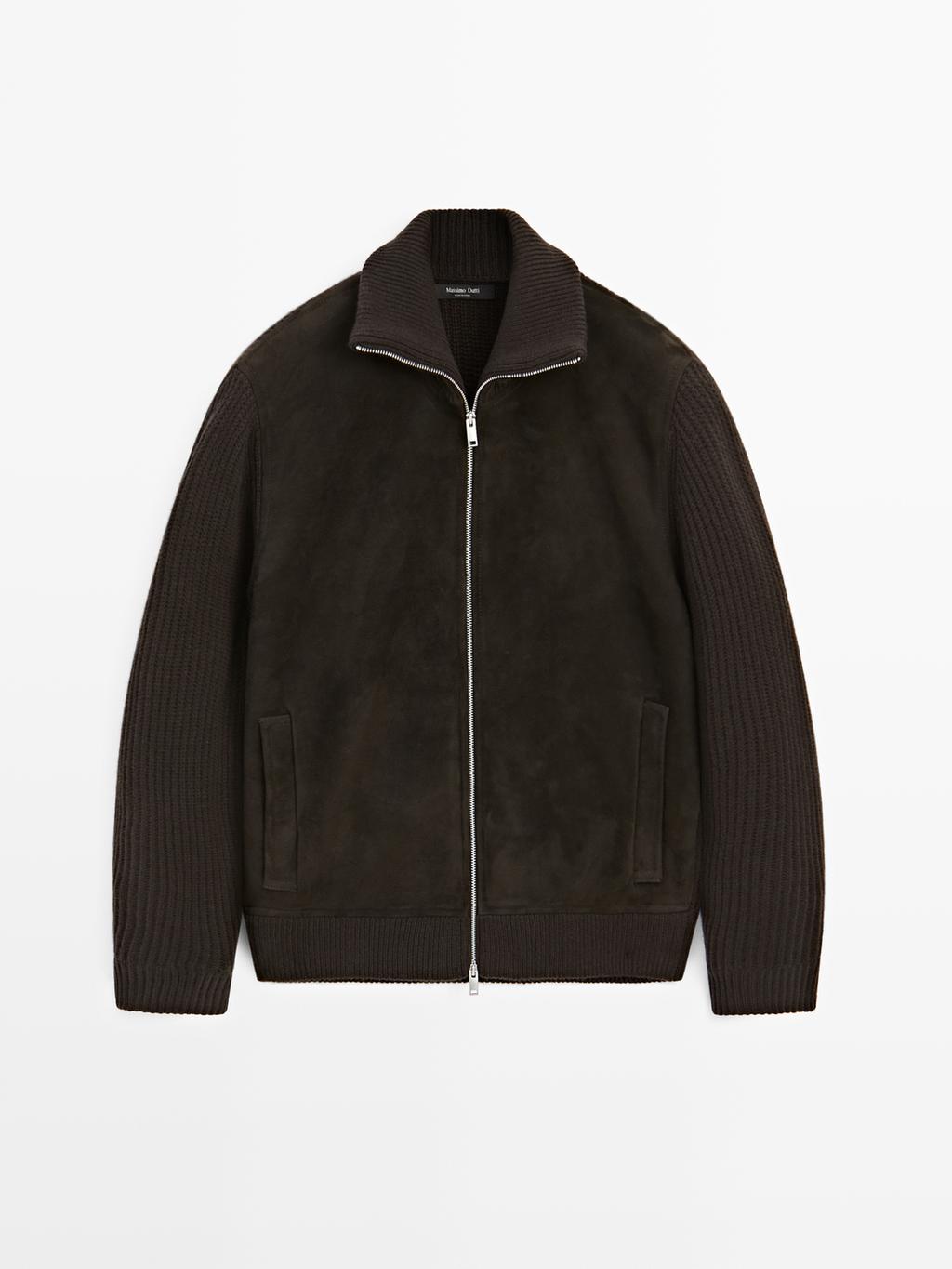 Contrast mock neck jacket
