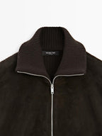 Contrast mock neck jacket