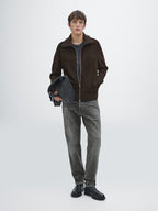 Contrast mock neck jacket