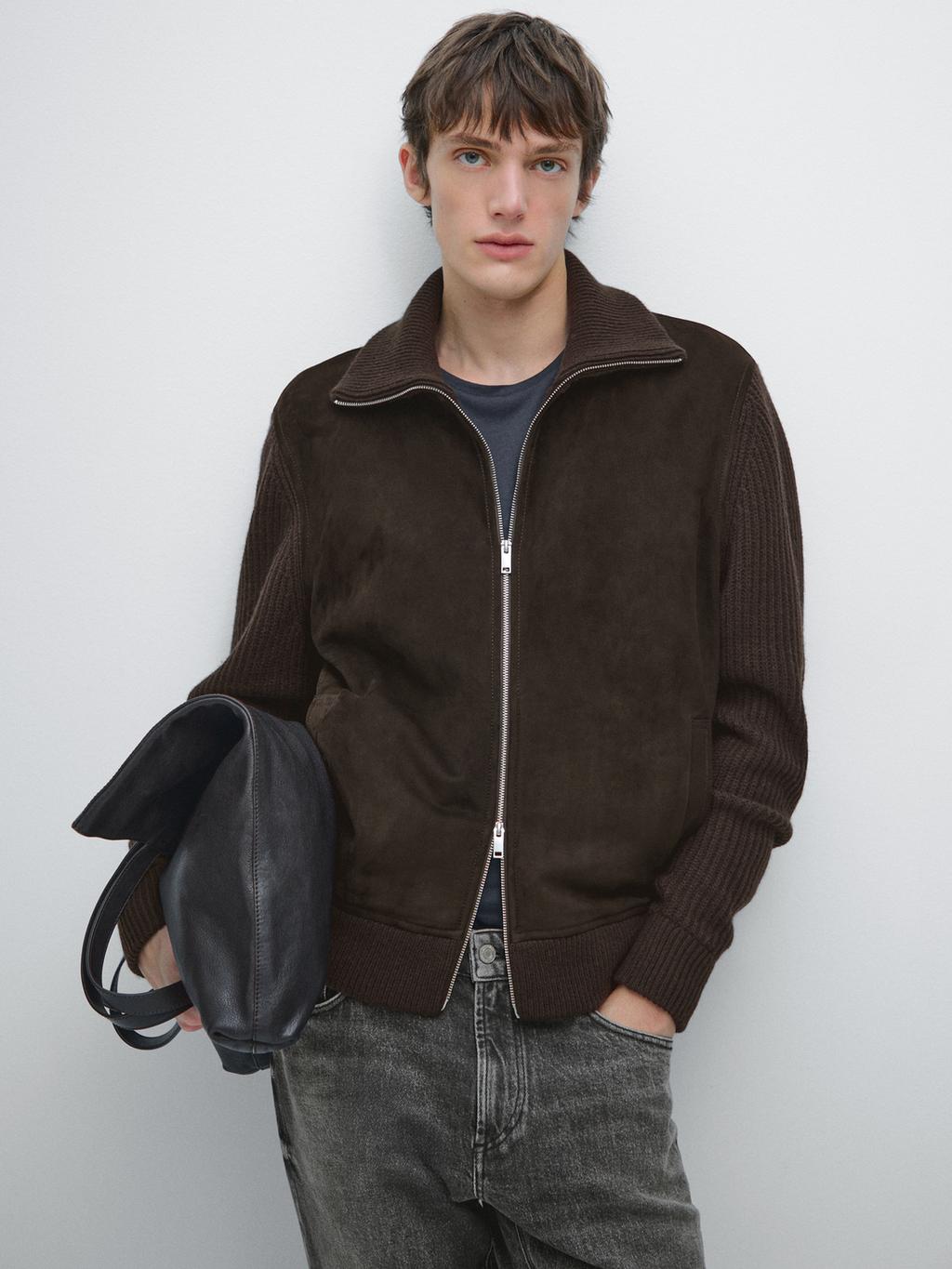 Contrast mock neck jacket