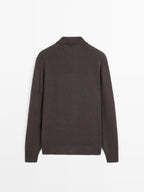 100% wool knit cardigan with polo collar