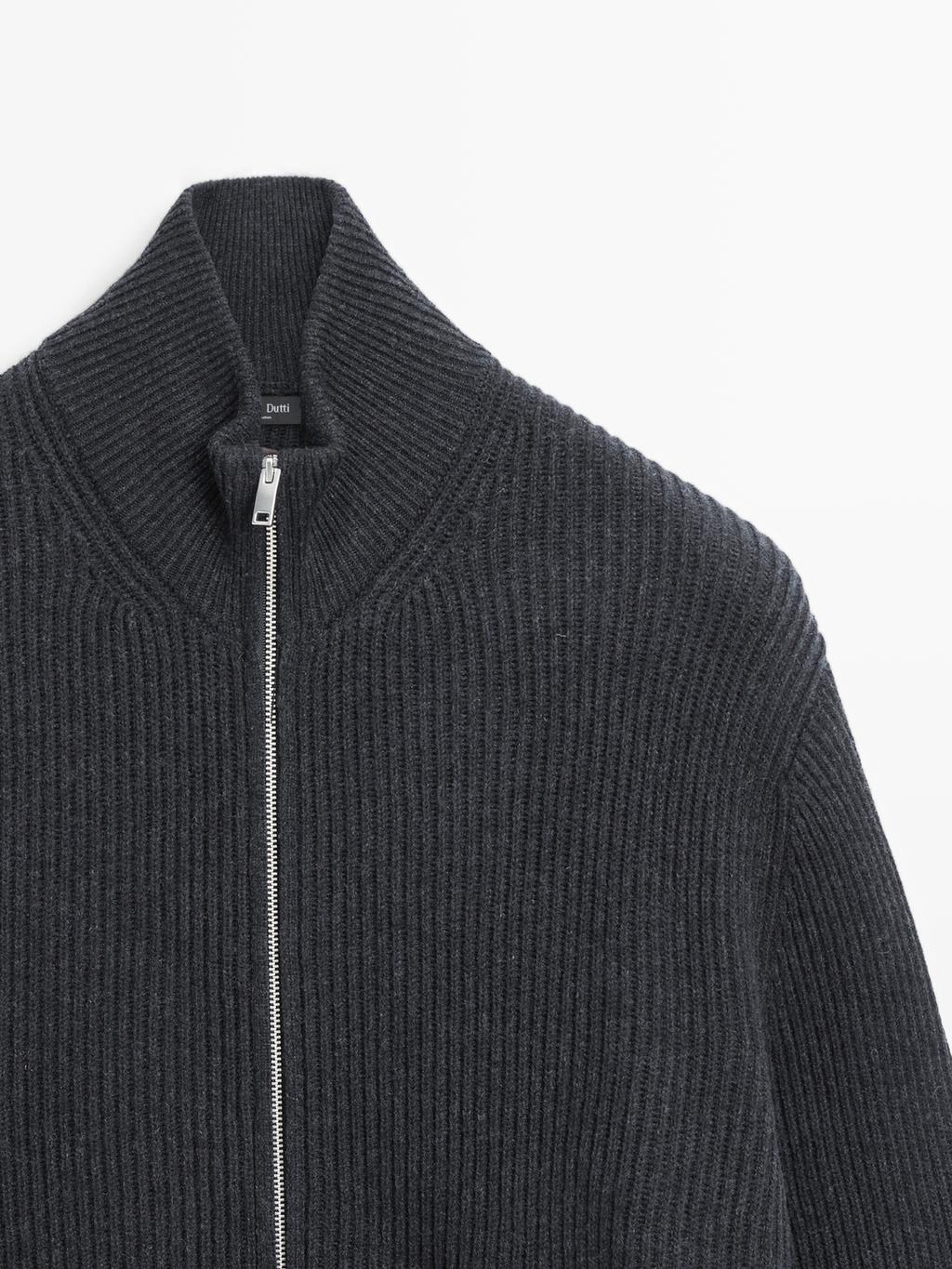 Cardigan with zip pockets and contrast detail