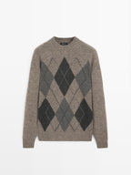 100% wool Argyle knit sweater