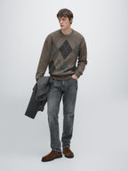 100% wool Argyle knit sweater
