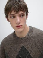 100% wool Argyle knit sweater