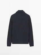 100% wool cable-knit zip-up cardigan