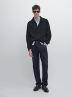 100% wool cable-knit zip-up cardigan