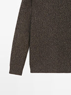 100% wool mouline knit sweater with high neck