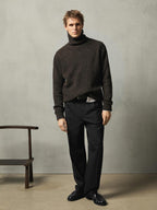 100% wool mouline knit sweater with high neck