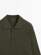 100% wool knit polo sweater