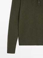 100% wool knit polo sweater