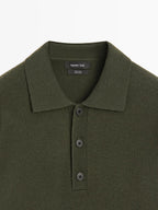 100% wool knit polo sweater
