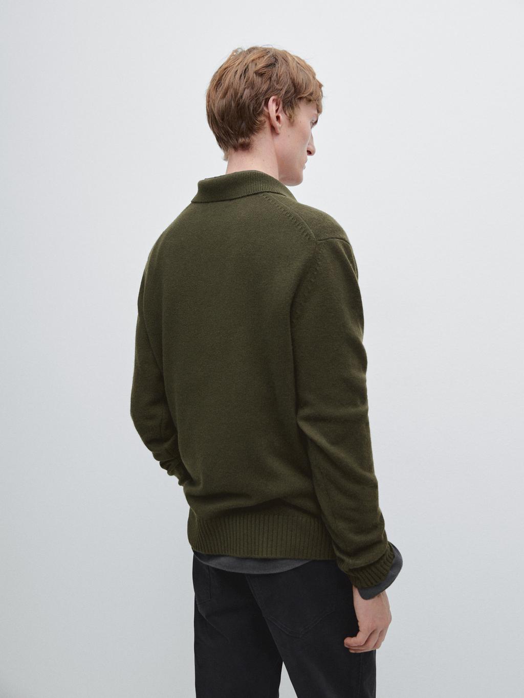 100% wool knit polo sweater