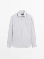 Regular fit melange striped shirt