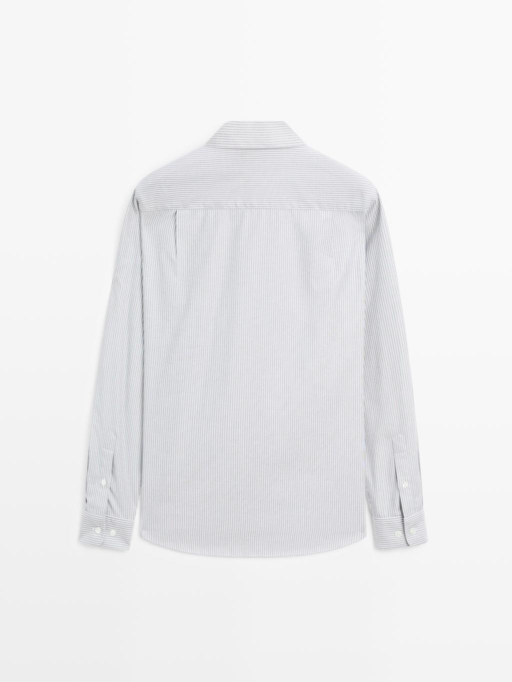 Regular fit melange striped shirt